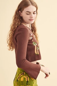 Buy Mushroom Bell Sleeve Cropped Sweater Online at Earthbound Trading