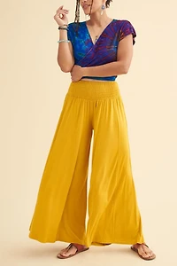 Get Comfortable Yellow Barcelona Pants - boho Wide-Leg Style
