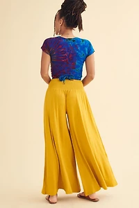 Get Comfortable Yellow Barcelona Pants - boho Wide-Leg Style