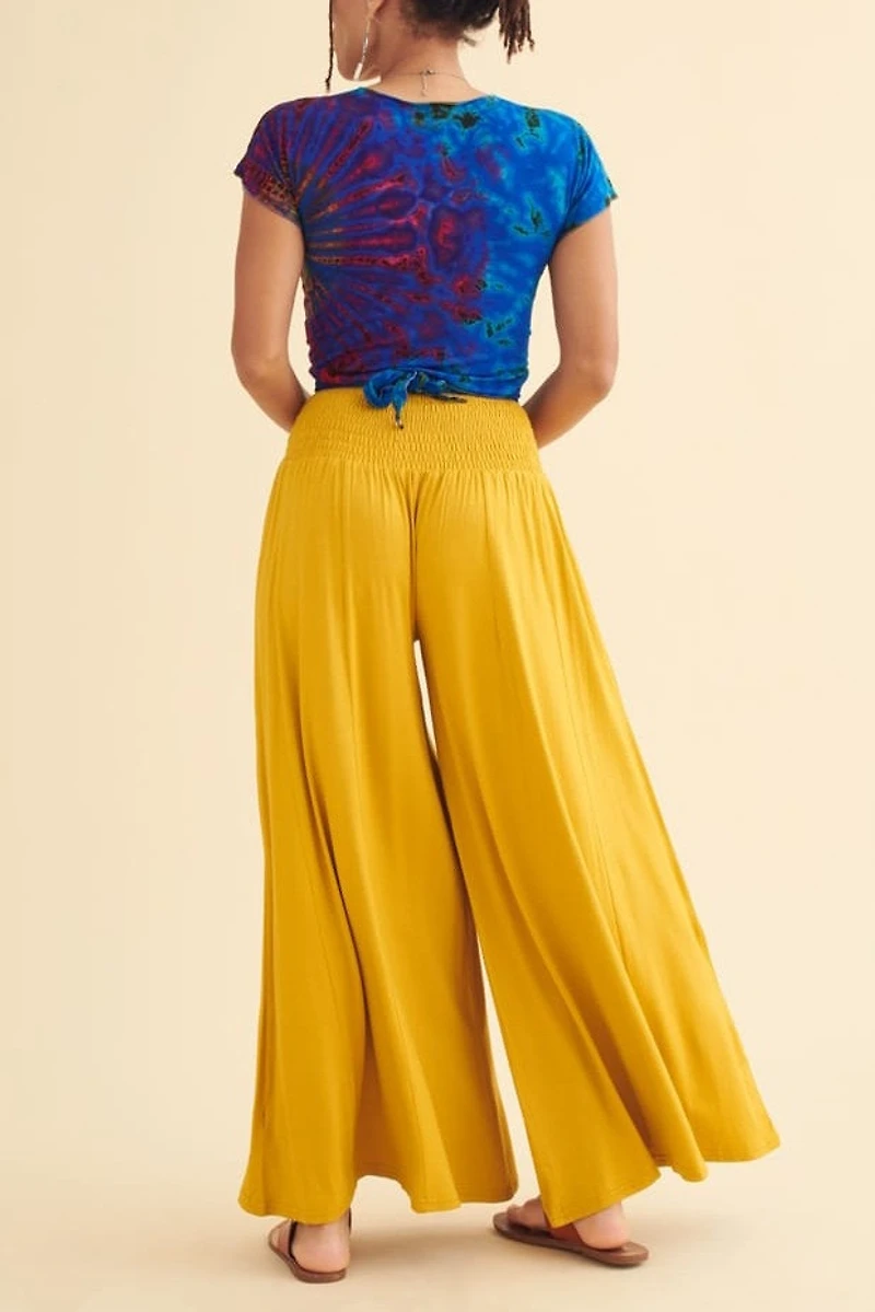 Get Comfortable Yellow Barcelona Pants - boho Wide-Leg Style