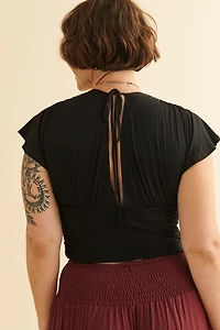 Elevate Everyday Style with Black Cap Sleeve boho Top - Shop Now