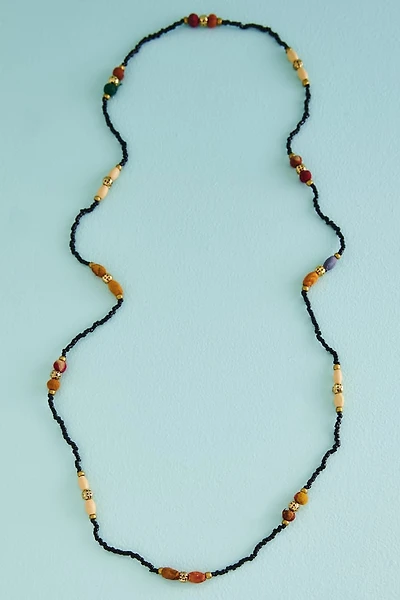 Upcycled Fabric Black Bead Necklace