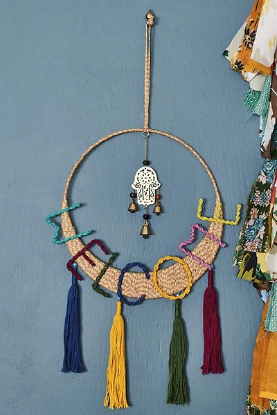 Welcome Hamsa Hand Hoop Wall Hanging