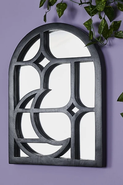 Black Crescent Moon Wood Mirror