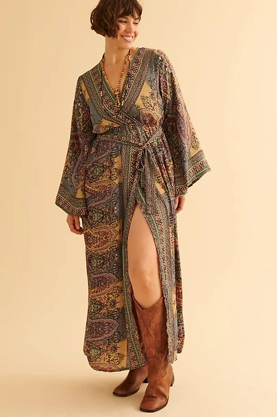 boho Glam - Magenta Paisley Maxi Wrap Dress - Get Yours Today!