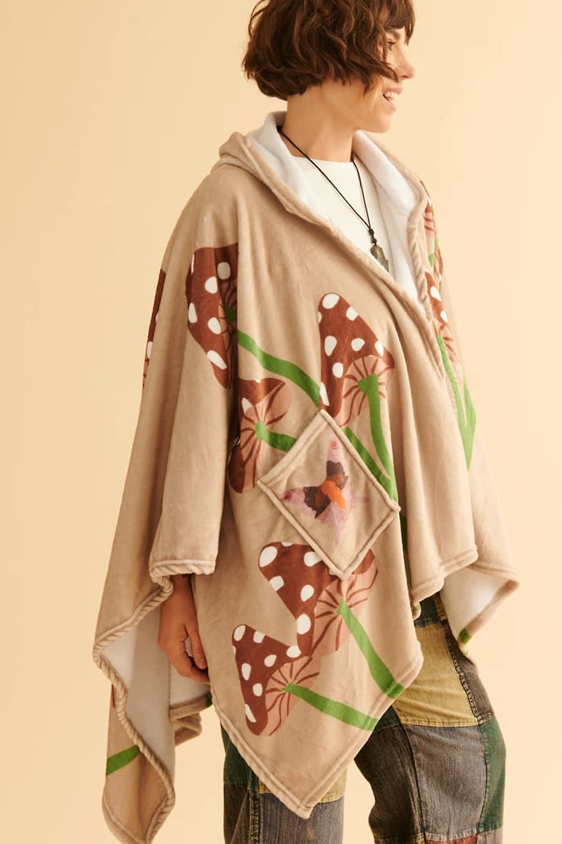 Buy Mushroom Softie Fleece Hooded Shawl Online at Earthbound Trading