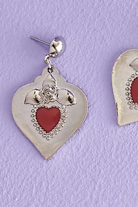 Buy Silver Rose Heart Earrings Online at Earthbound Trading