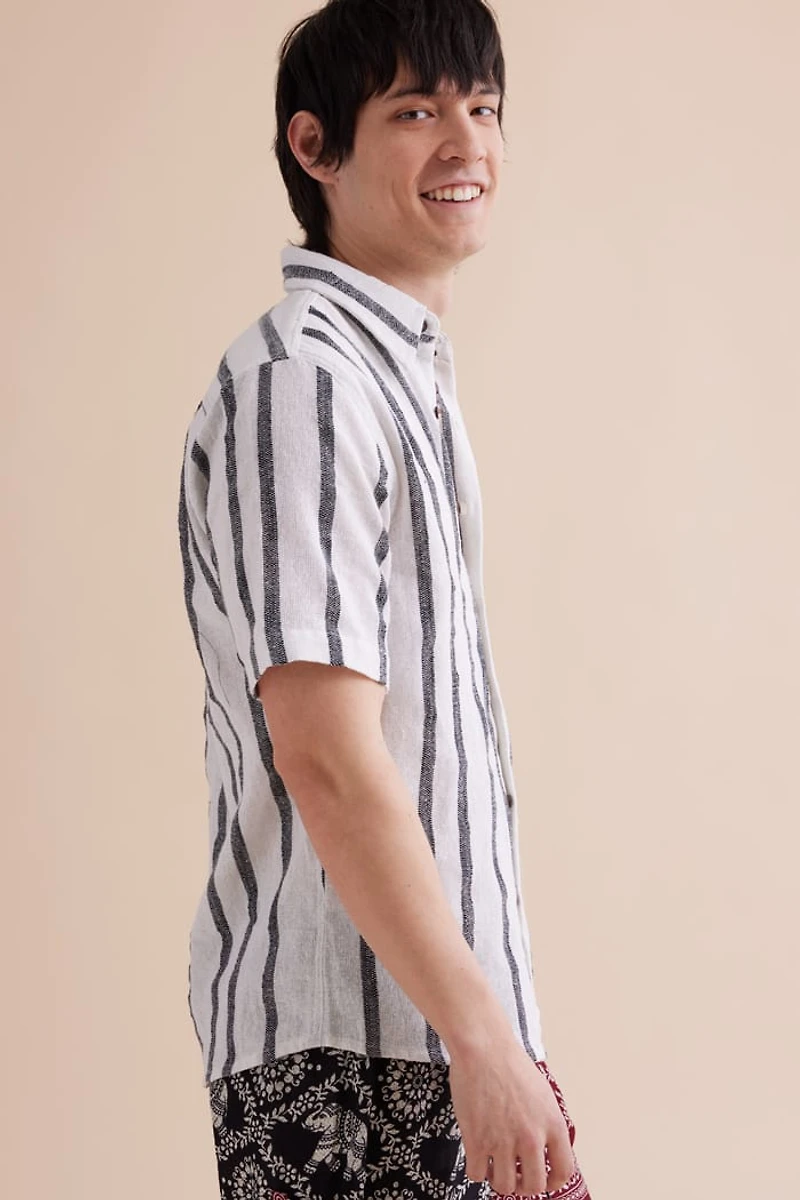 Buy White and Black Striped Camp Shirt Online at Earthbound Trading