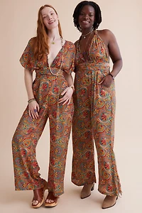Shop boho Neon Sari Wrap Jumpsuit - Bold, Free-Spirited Style