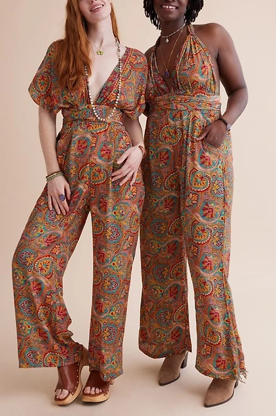 Shop boho Neon Sari Wrap Jumpsuit - Bold, Free-Spirited Style