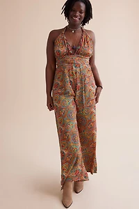 Shop boho Neon Sari Wrap Jumpsuit - Bold, Free-Spirited Style