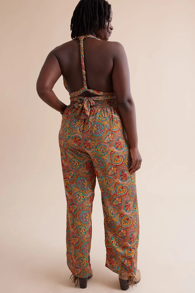 Shop boho Neon Sari Wrap Jumpsuit - Bold, Free-Spirited Style