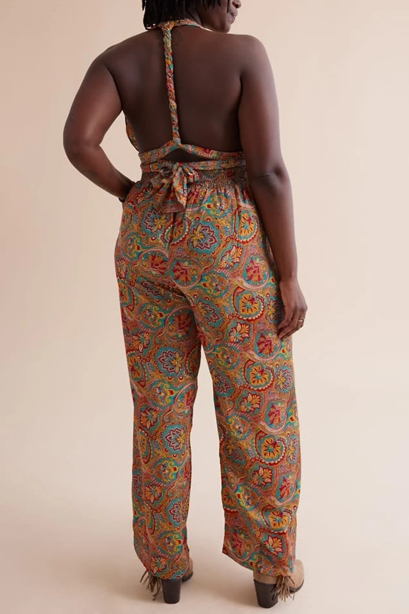 Shop boho Neon Sari Wrap Jumpsuit - Bold, Free-Spirited Style