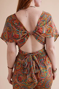 Shop boho Neon Sari Wrap Jumpsuit - Bold, Free-Spirited Style