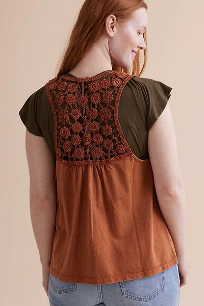 Brown Open Crochet Vest