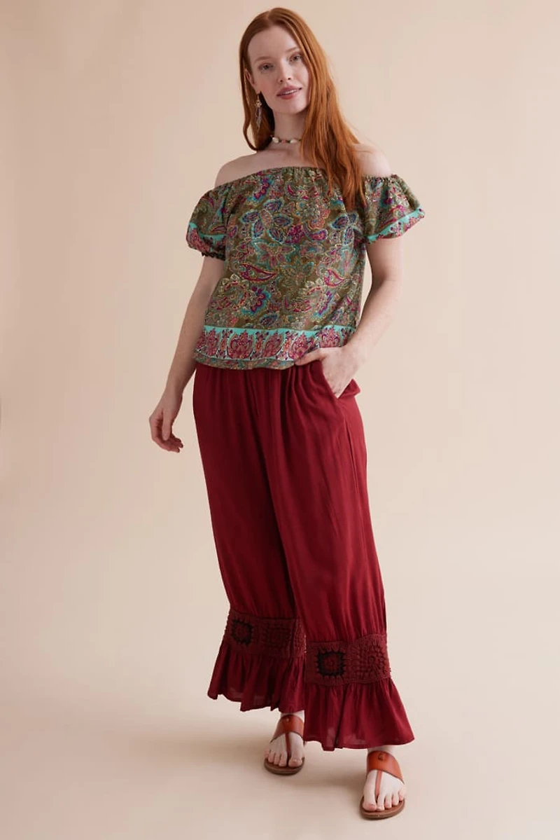Buy Crimson Crochet Trim Market Pants  Online at Earthbound Trading