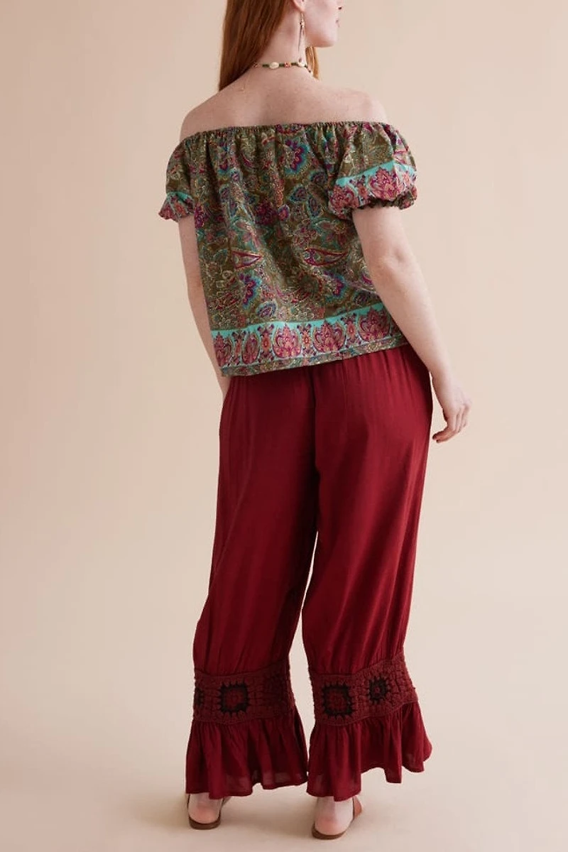 Buy Crimson Crochet Trim Market Pants Online at Earthbound Trading