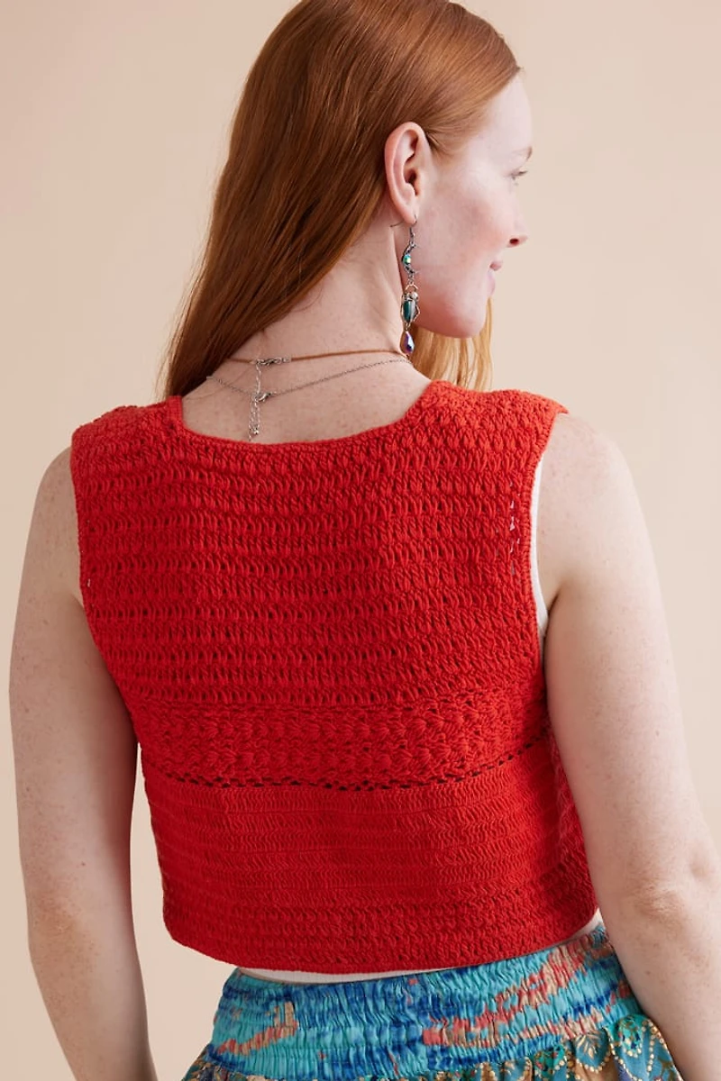 Buy Tangerine Embroidered Moon Crochet Vest Online at Earthbound Trading