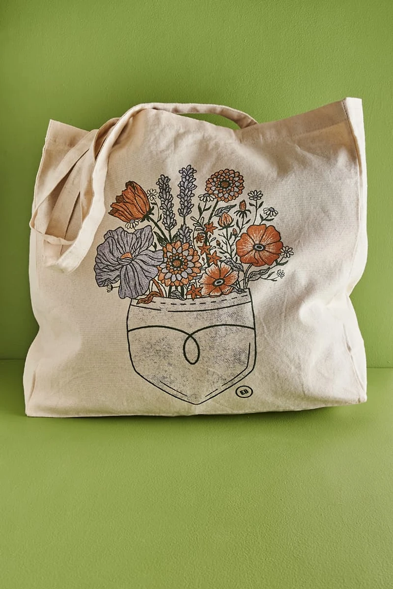 Buy EBX Pocket Flowers Tote Bag Online at Earthbound Trading