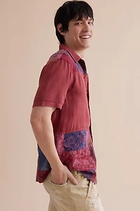 Buy Red Overdyed Patchwork Camp Shirt Online at Earthbound Trading