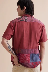 Buy Red Overdyed Patchwork Camp Shirt Online at Earthbound Trading