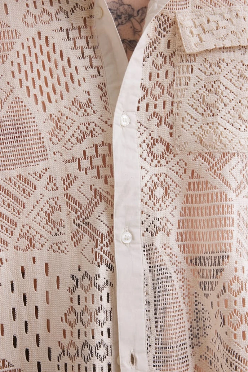 Buy Ivory Sheer Lace Camp Shirt Online at Earthbound Trading
