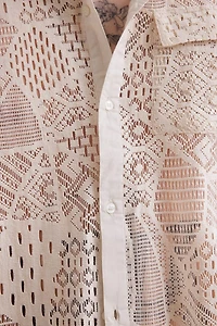 Buy Ivory Sheer Lace Camp Shirt Online at Earthbound Trading