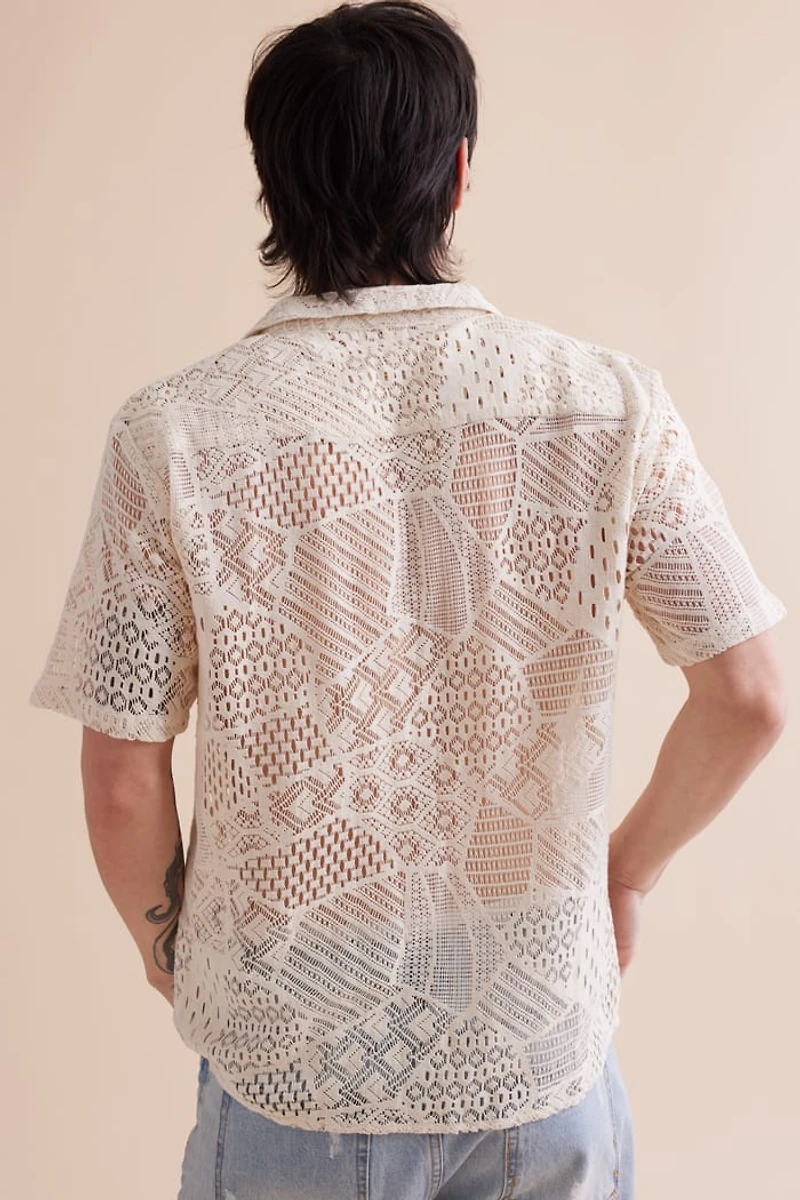 Buy Ivory Sheer Lace Camp Shirt Online at Earthbound Trading