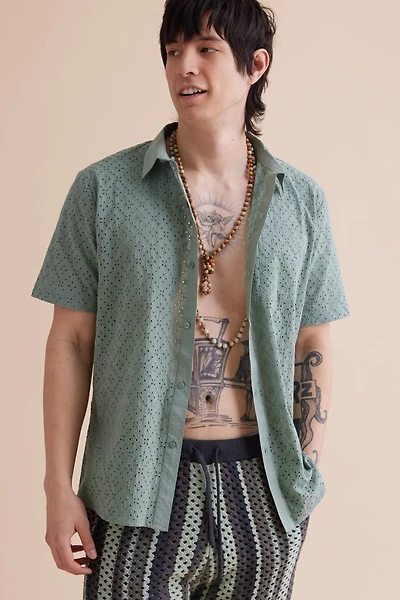 Sage Eyelet Camp Shirt