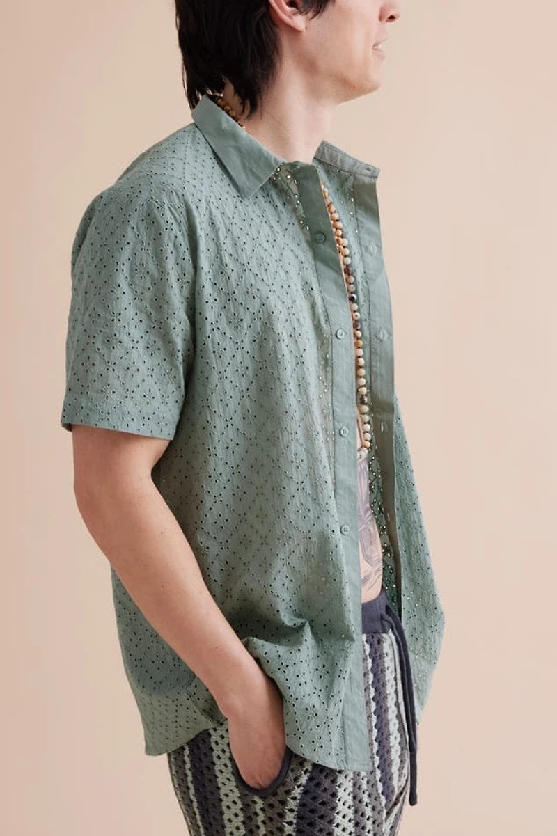 Buy Sage Eyelet Camp Shirt Online at Earthbound Trading