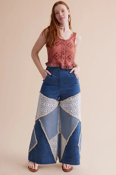 boho Lace Wide Leg Jeans