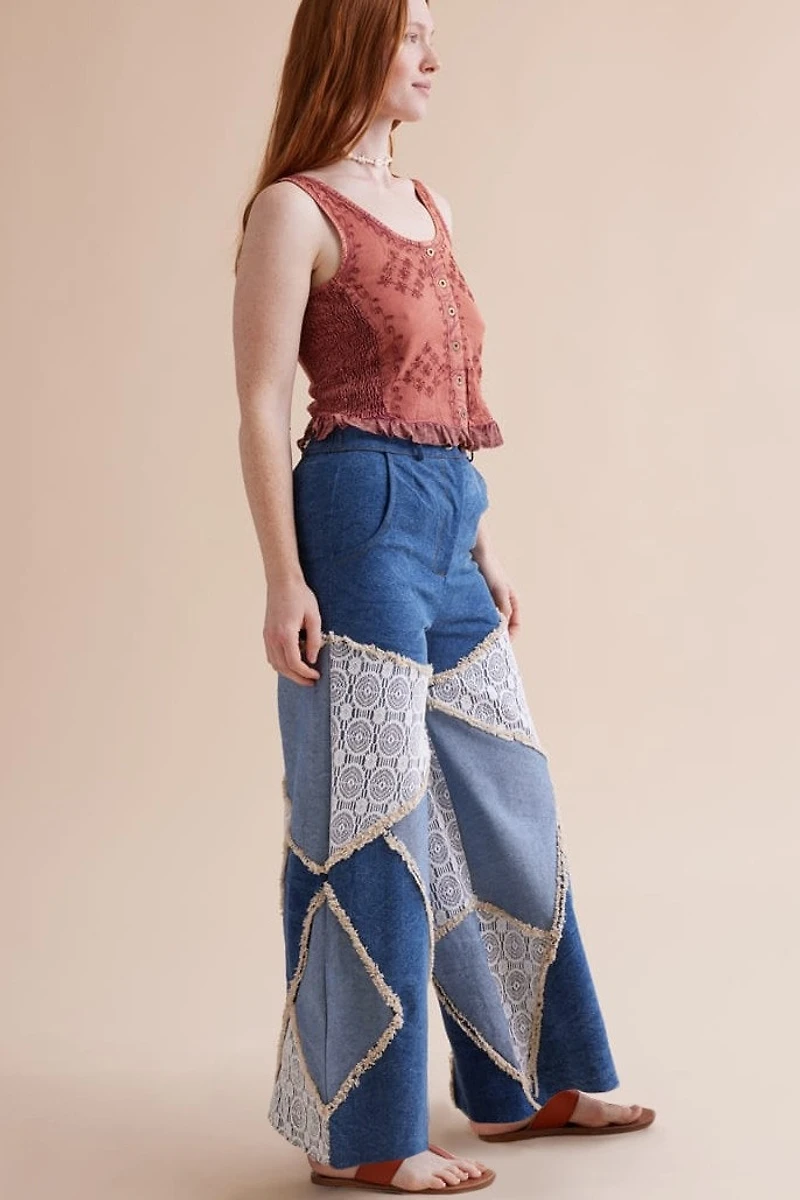 Buy boho Lace Wide Leg Jeans Online at Earthbound Trading
