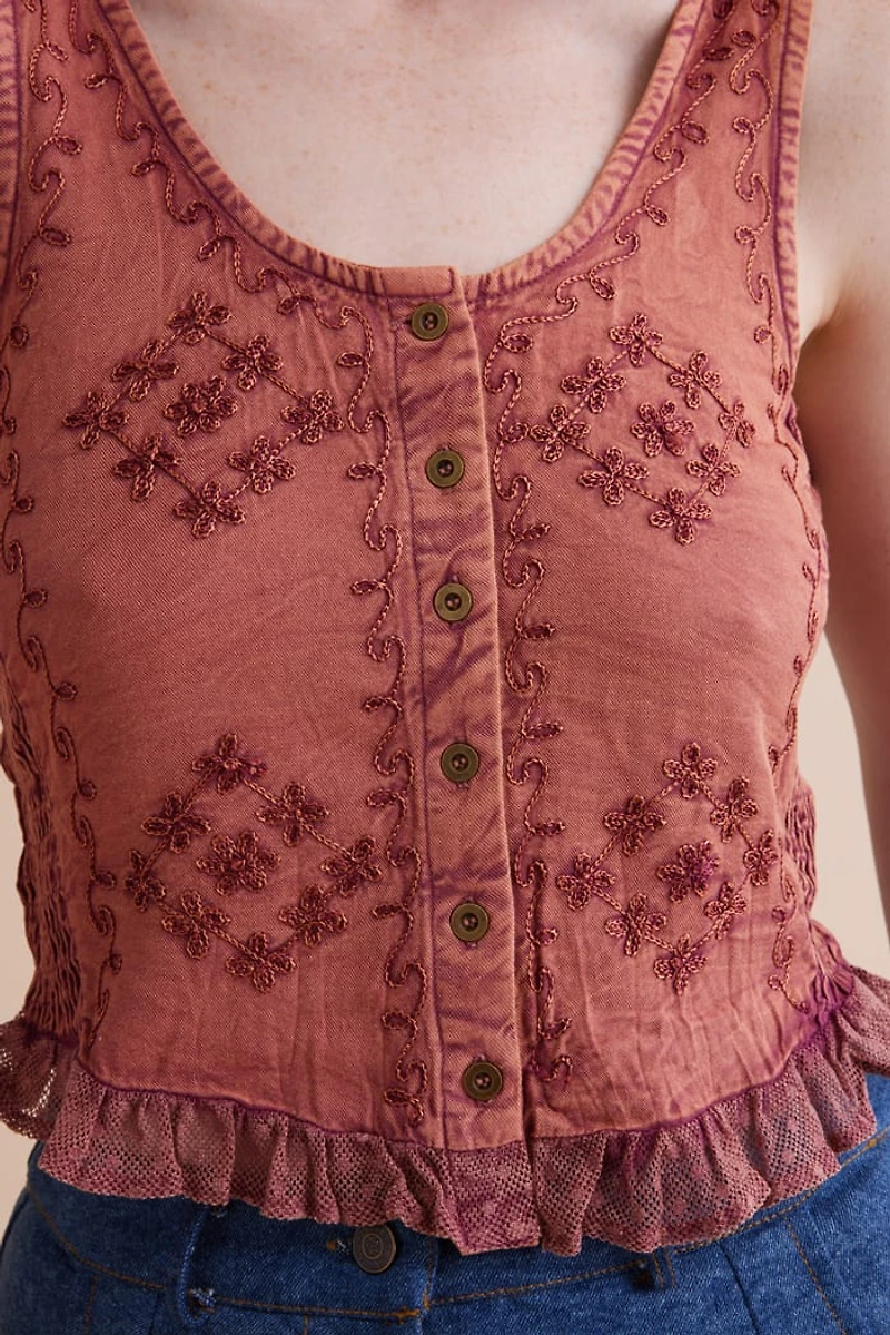 Get the Rust Embroidered Corset Tank - boho Chic Style