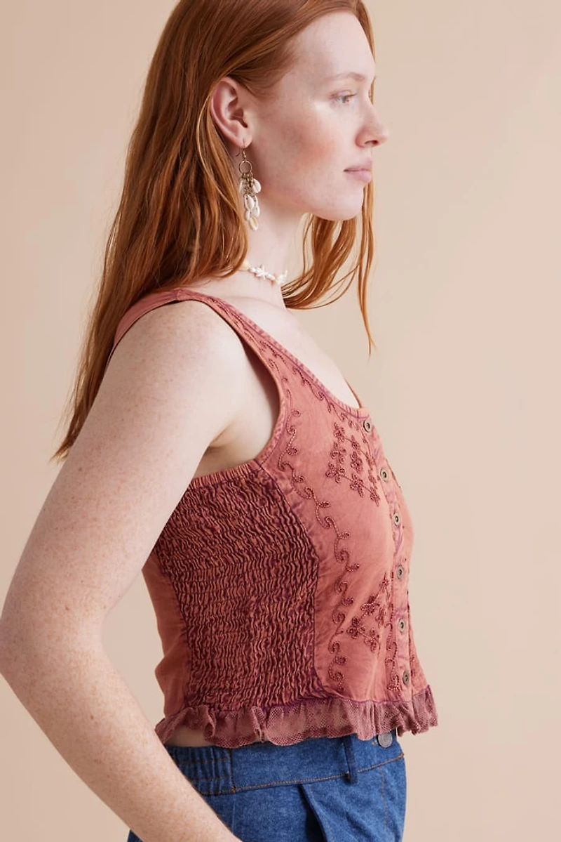 Get the Rust Embroidered Corset Tank - boho Chic Style
