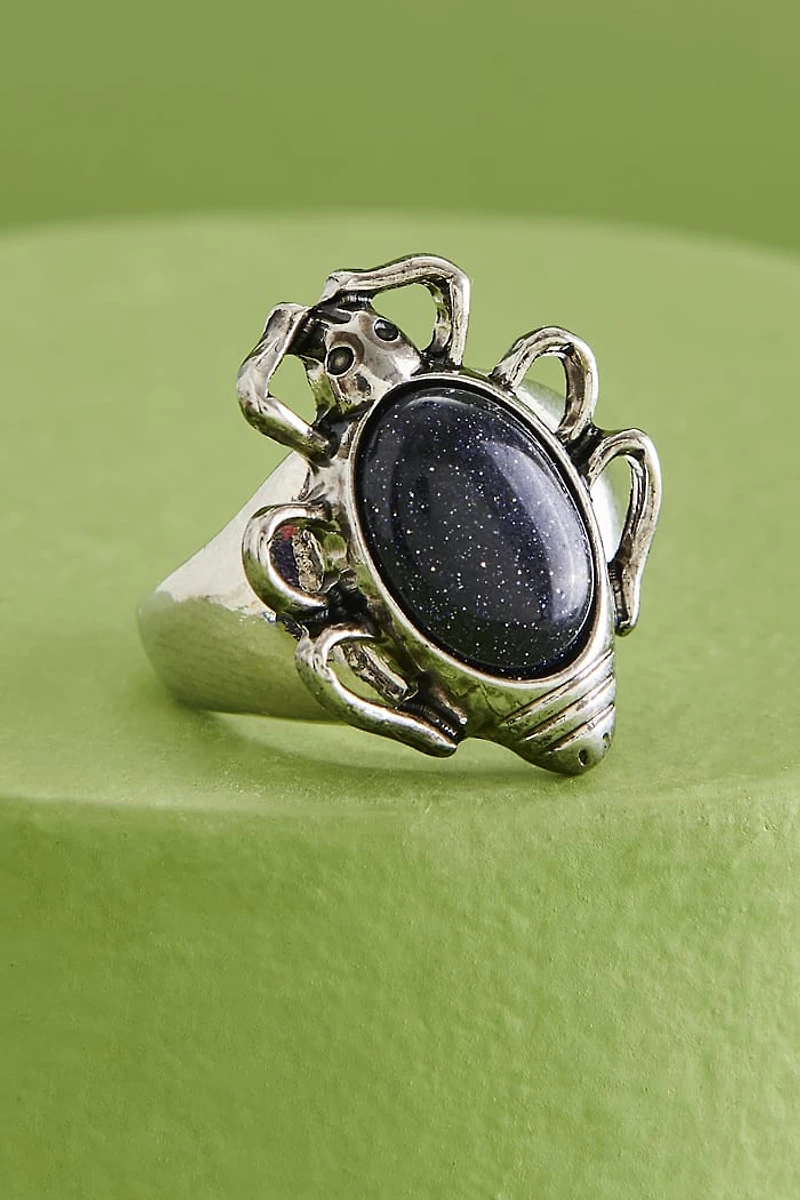 Buy Blue Sandstone Beetle Ring - Mystical boho Jewelry