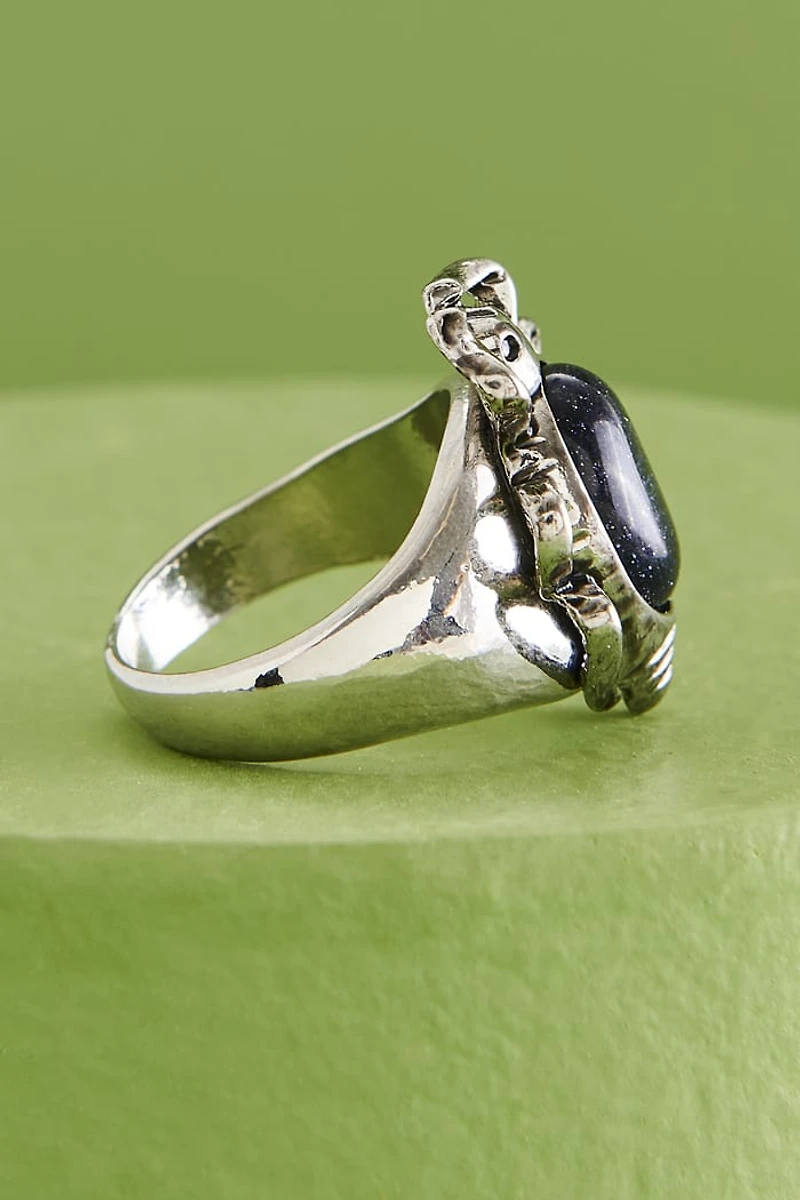 Buy Blue Sandstone Beetle Ring - Mystical boho Jewelry