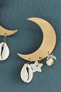 Agate Cowrie Shell Crescent Earrings - boho Ocean Vibes