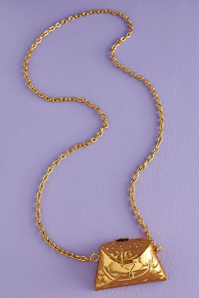 Gold Velvet Mini Purse Festival Necklace