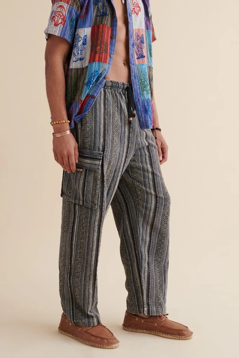 Buy Black and White Striped Cargo Pants Online at Earthbound Trading