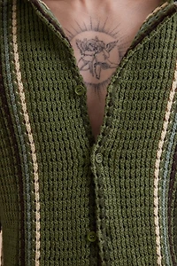 Buy Olive Striped Crochet Long Sleeve Shirt Online at Earthbound Trading