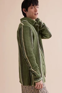 Buy Olive Striped Crochet Long Sleeve Shirt Online at Earthbound Trading