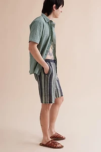 Buy Seafoam Striped Crochet Shorts Online at Earthbound Trading