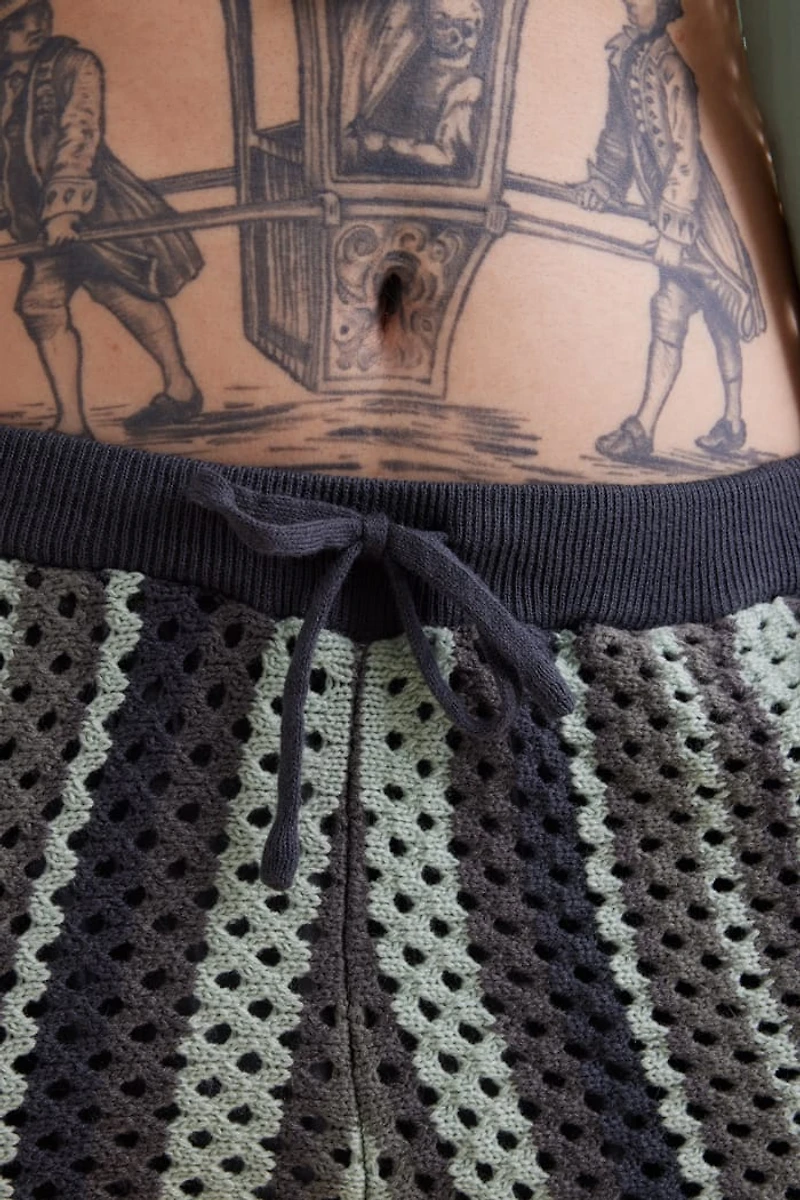 Buy Seafoam Striped Crochet Shorts Online at Earthbound Trading