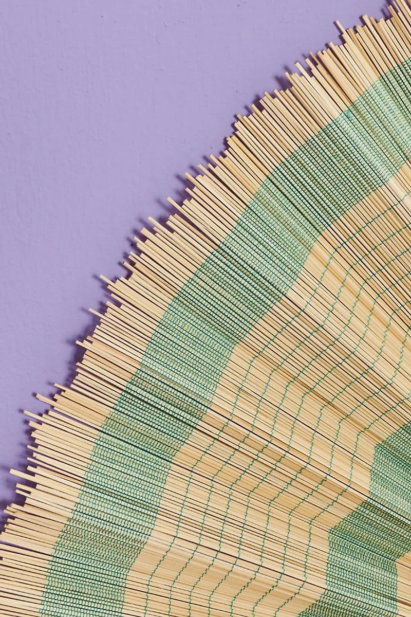 Stay Cool in Style - Shop Blue Striped Bamboo Fan