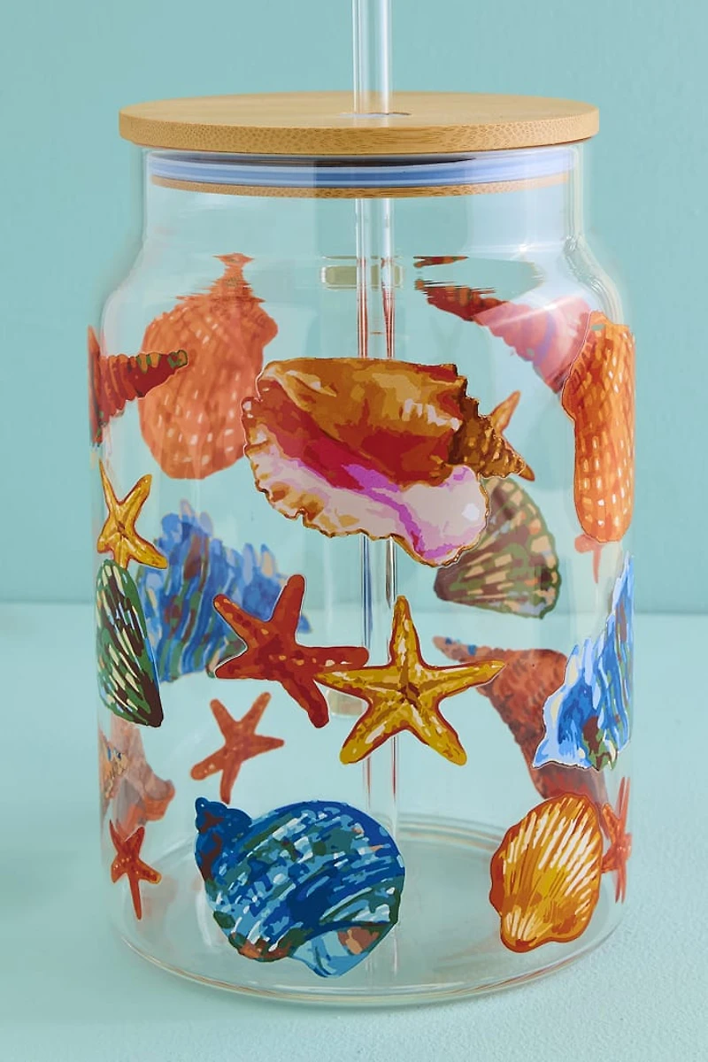 Buy Seashell Coast Glass Mason Jar Online at Earthbound Trading