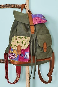 Buy Assorted Olive Kantha Backpack Online at Earthbound Trading