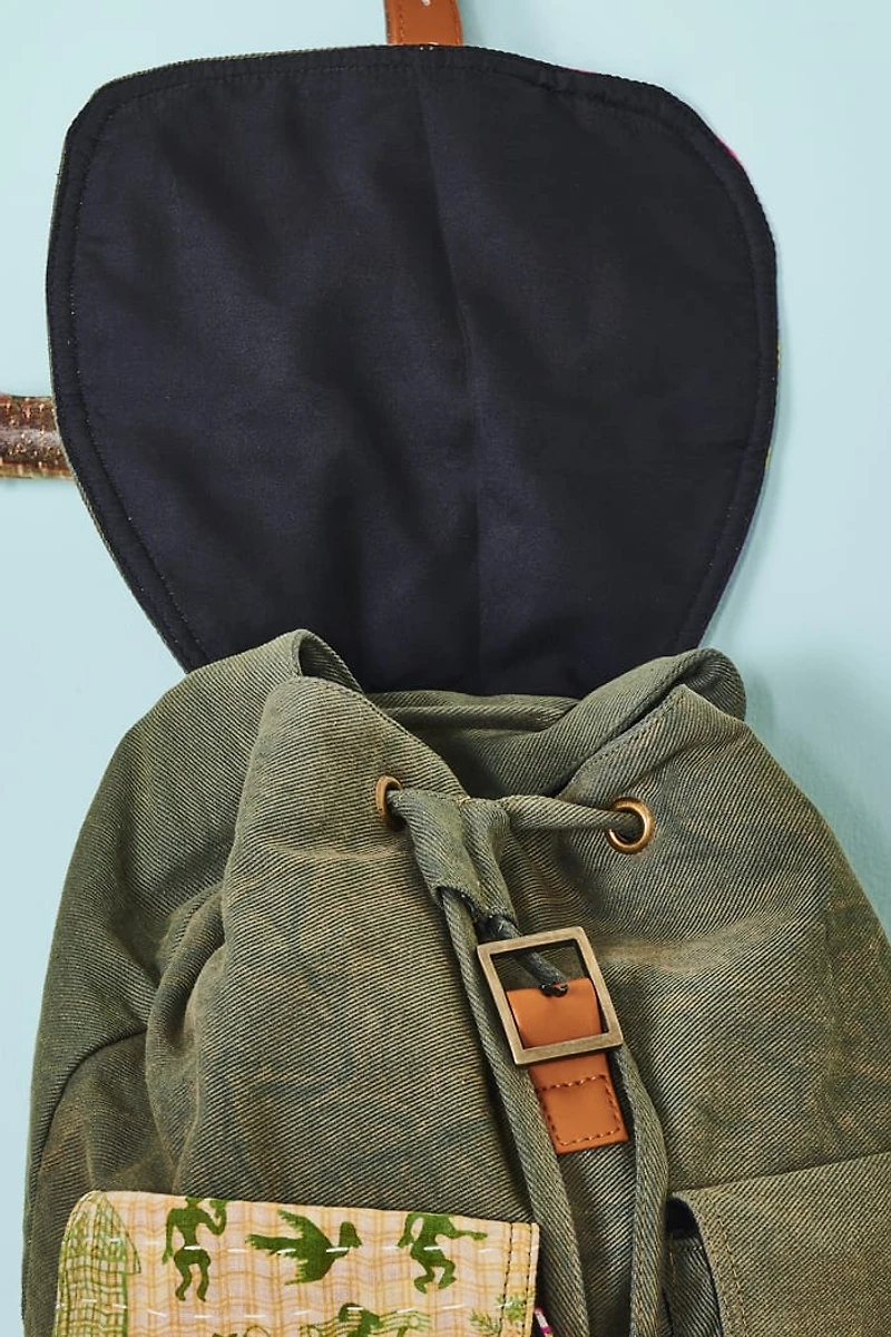 Buy Assorted Olive Kantha Backpack Online at Earthbound Trading