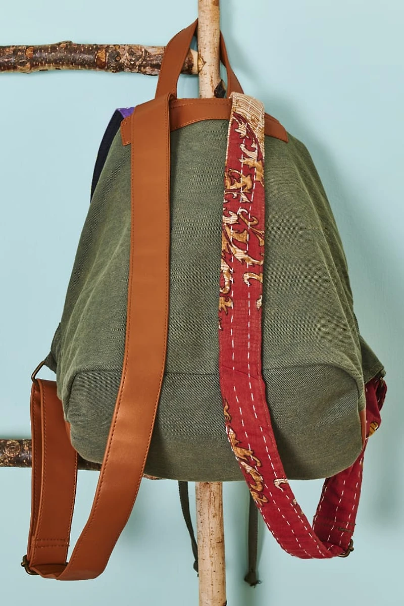 Buy Assorted Olive Kantha Backpack Online at Earthbound Trading