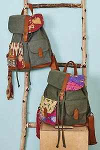 Buy Assorted Olive Kantha Backpack Online at Earthbound Trading