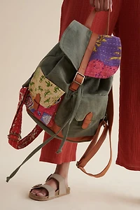Buy Assorted Olive Kantha Backpack Online at Earthbound Trading